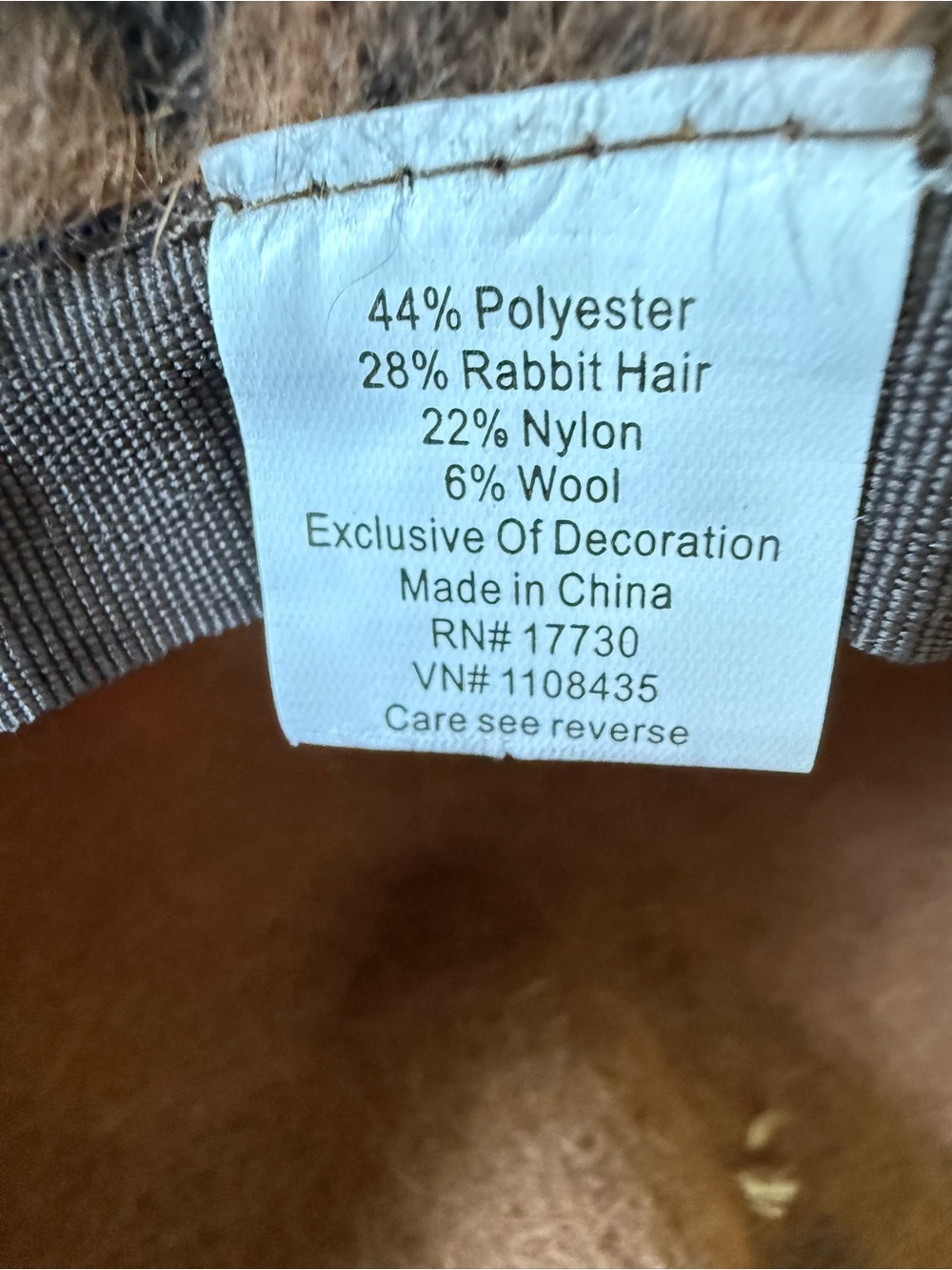 Leopard Print Rabbit Hair Wool Blend Bucket Hat with Ribbon - Picture 3 of 3